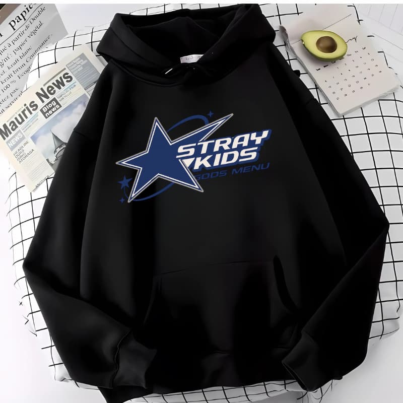 Moletom Feminino infantil Masculino Stray Kids Skzoo Flanelado Com Capuz Moda de Inverno Gods Menu