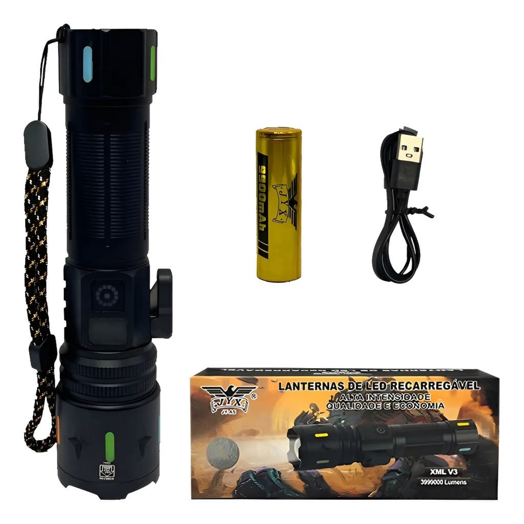 Lanterna Tática LED V3 Militar com Corta-Fio Luz Branca
