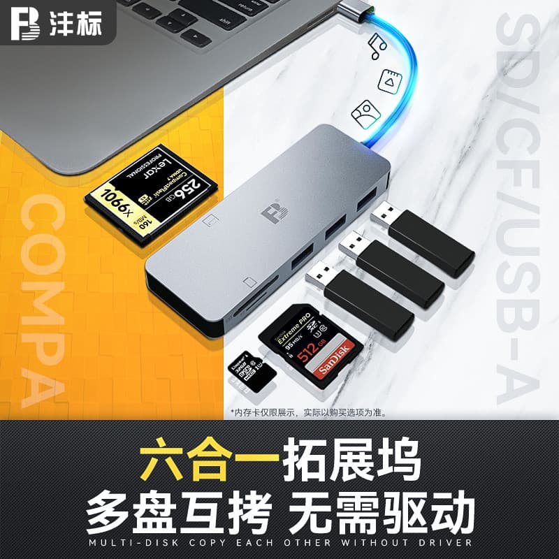 Leitor de cartão Fengbiao usb3.0 tipo-c + USB3.0 Interface dupla SD CF TF Câmera de cartão de memória Canon R5C R7/6/5 C