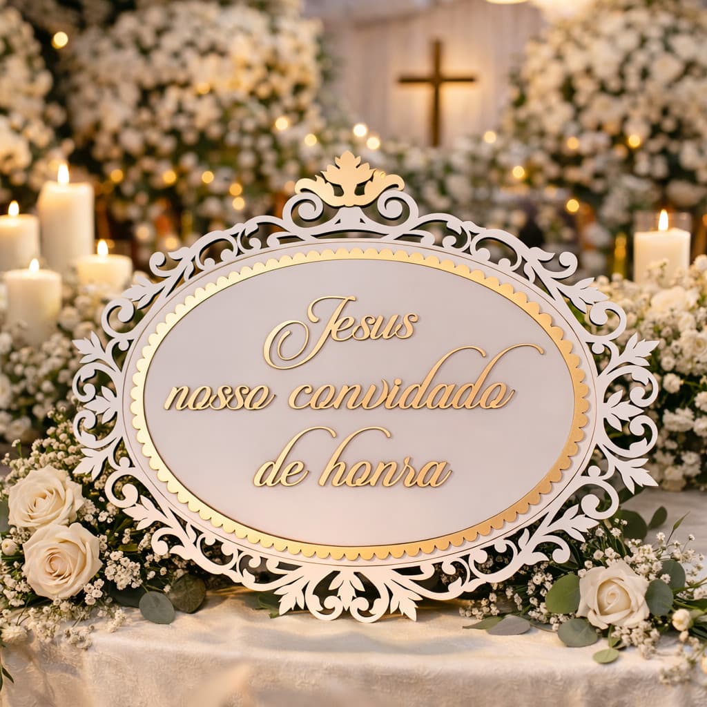 Plaquinha Decorativa Victare | Jesus Nosso Convidado de Honra
