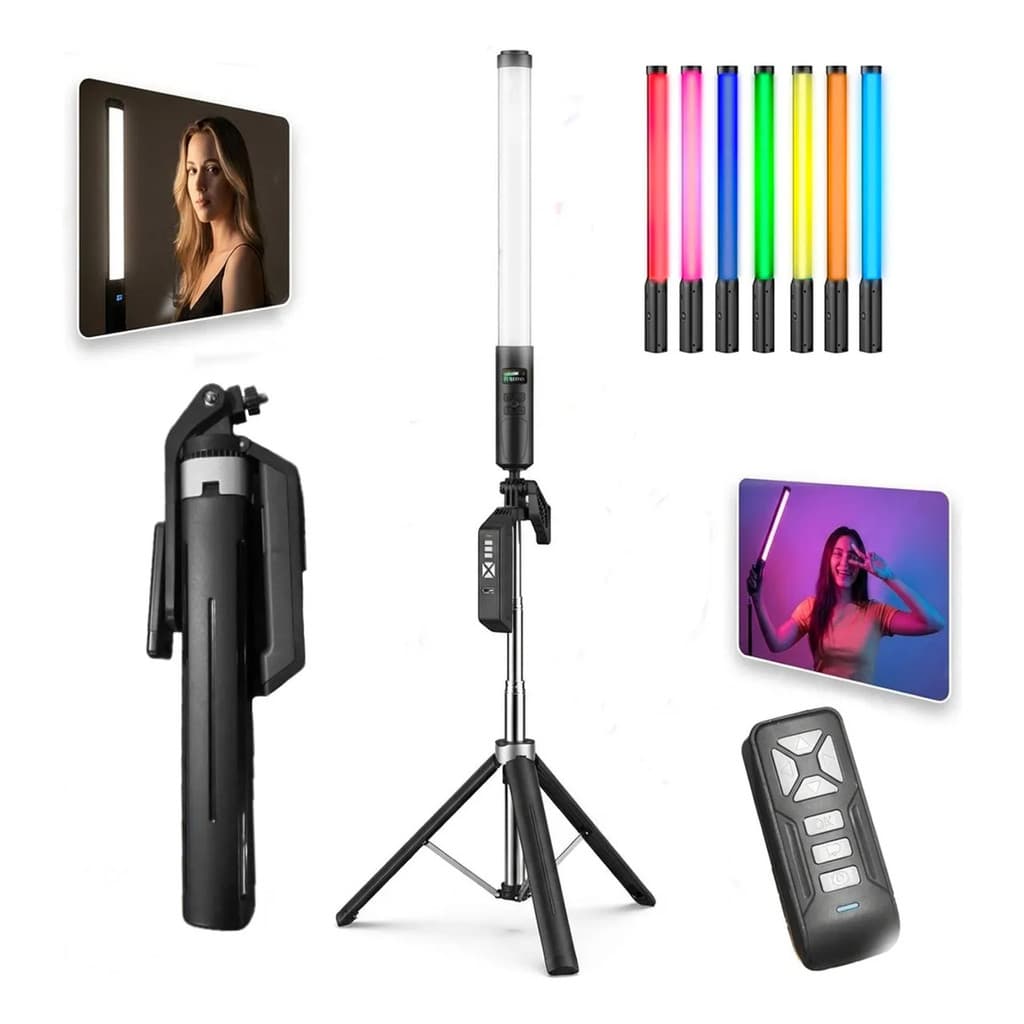 Bastão Led Rgb Profissional Com Tripé E Controle Sem Fio