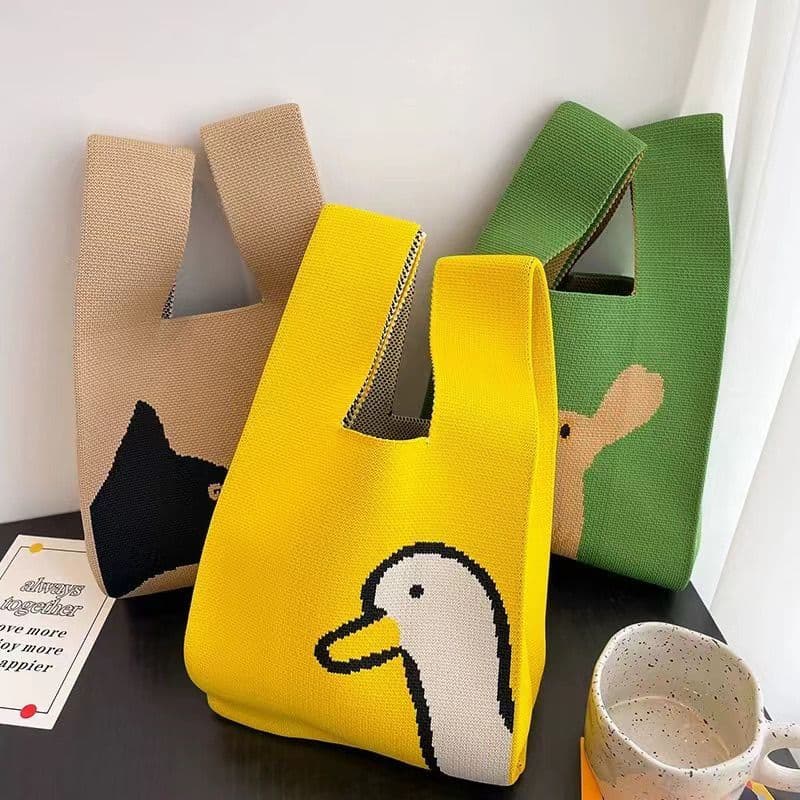 Nova bolsa de malha texturizada de grande capacidade feminina outono inverno listrado bolsa portátil sacola