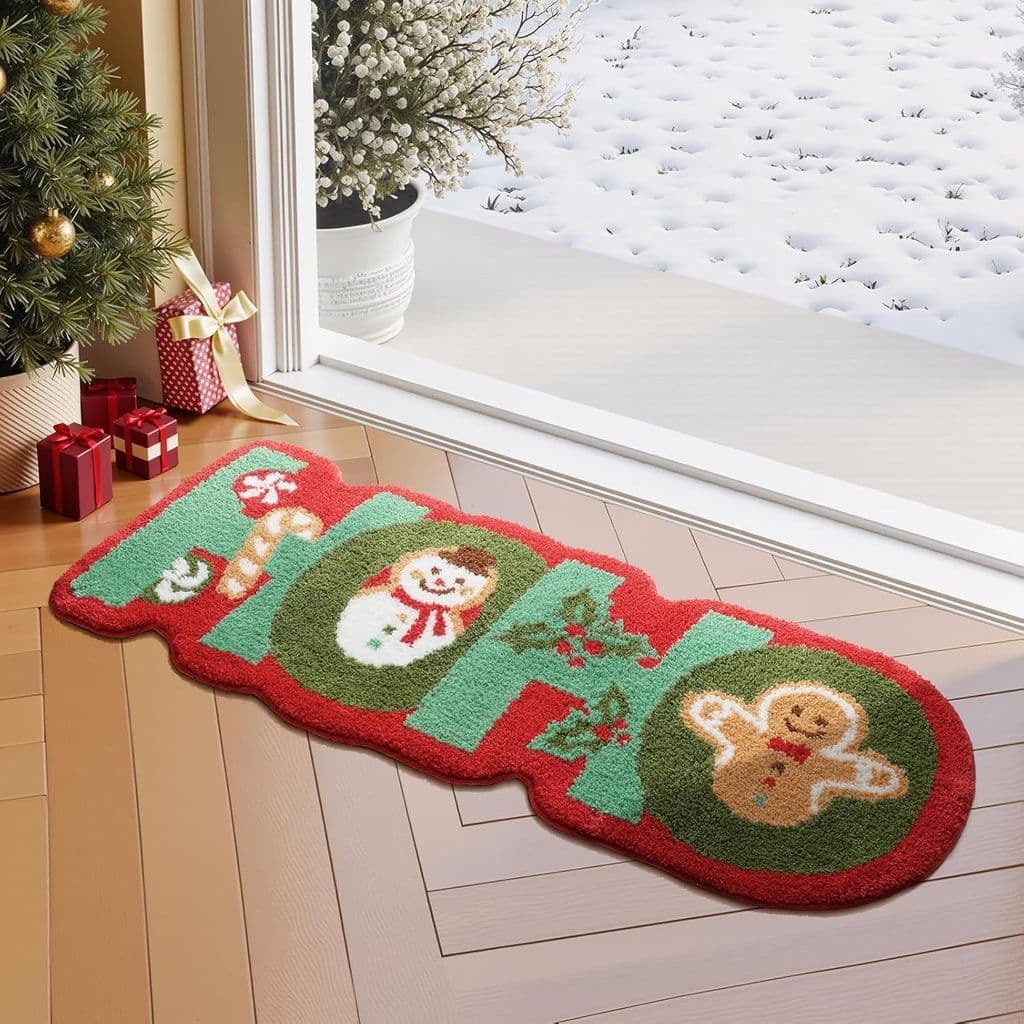 Bonito dos desenhos animados homem de gengibre decoração de natal tapete de chão doméstico banheiro absorver água antide