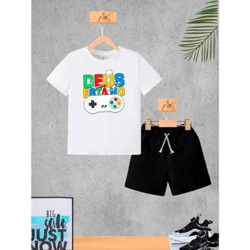 Conjunto Infantil Menino Verão Camiseta E Bermuda Roupa Conjunto De Bermuda Juvenil Conjunto De Bermuda Juvenil