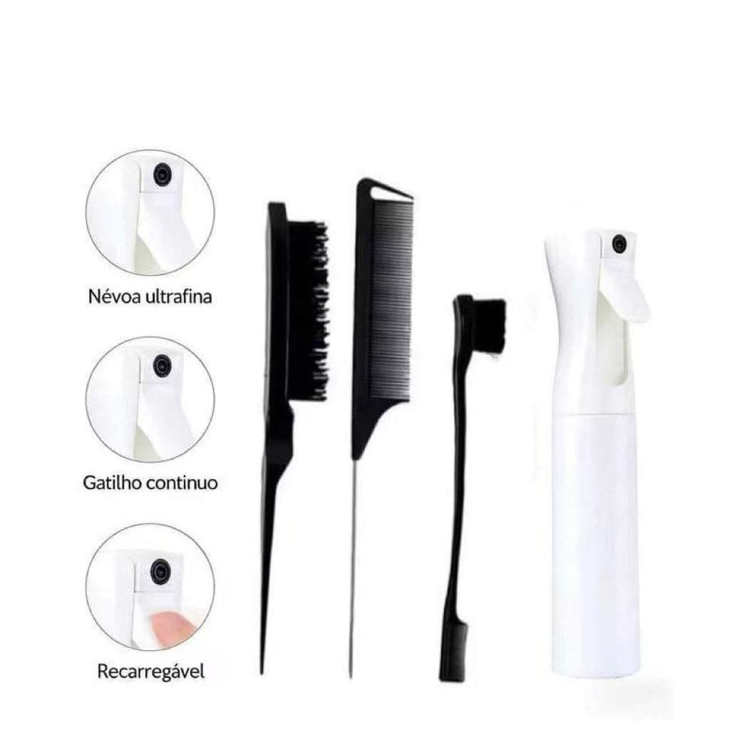 Kit Penteados Profissional Conjunto 3 Pentes + Borrifador de Névoa Ultra Fina