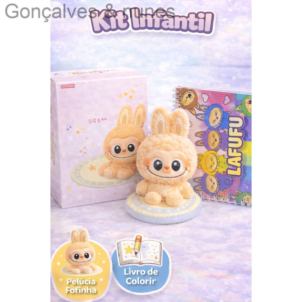 Kit Infantil Lafufu com Pelúcia Fofinha e Livro de Colorir - Presente Criativo para CriançasENFR