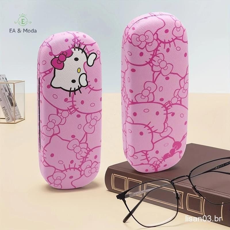 EA & Moda Bonito Hello Kitty Impresso Óculos Caso Dos Desenhos Animados KT Gato Caixa De Armazenamento Portátil De Sol F
