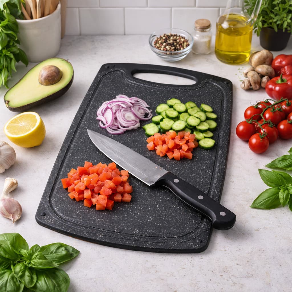 Tabua De Corte Tamanho Grande 40×24cm Alça Borda Emborrachada Antiderrapante Carne Legumes Cozinha