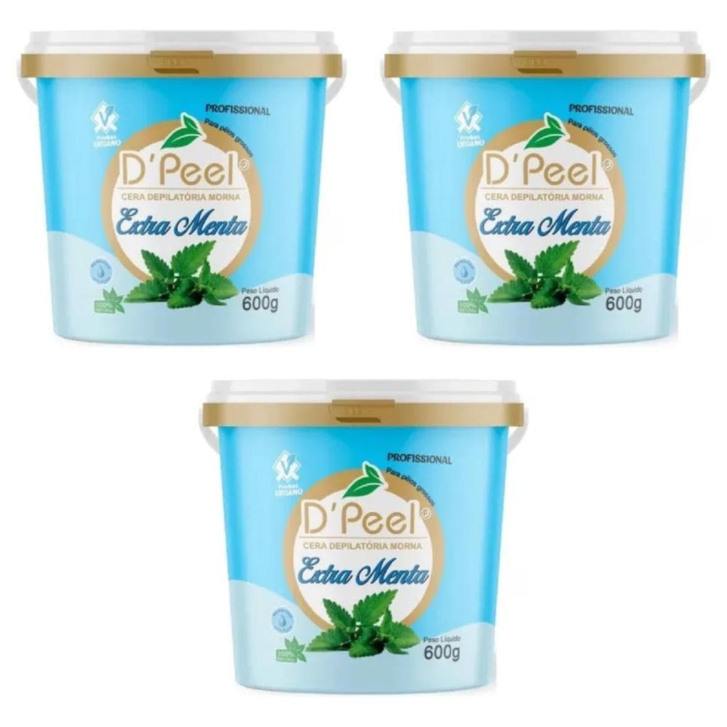 Kit 3 D´Peel - Cera Depilatória Morna 600g - Extra Menta  - Reds