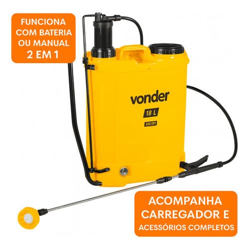 Pulverizador Agrícola Vonder 18l C/ Bateria E Manual Amarelo
