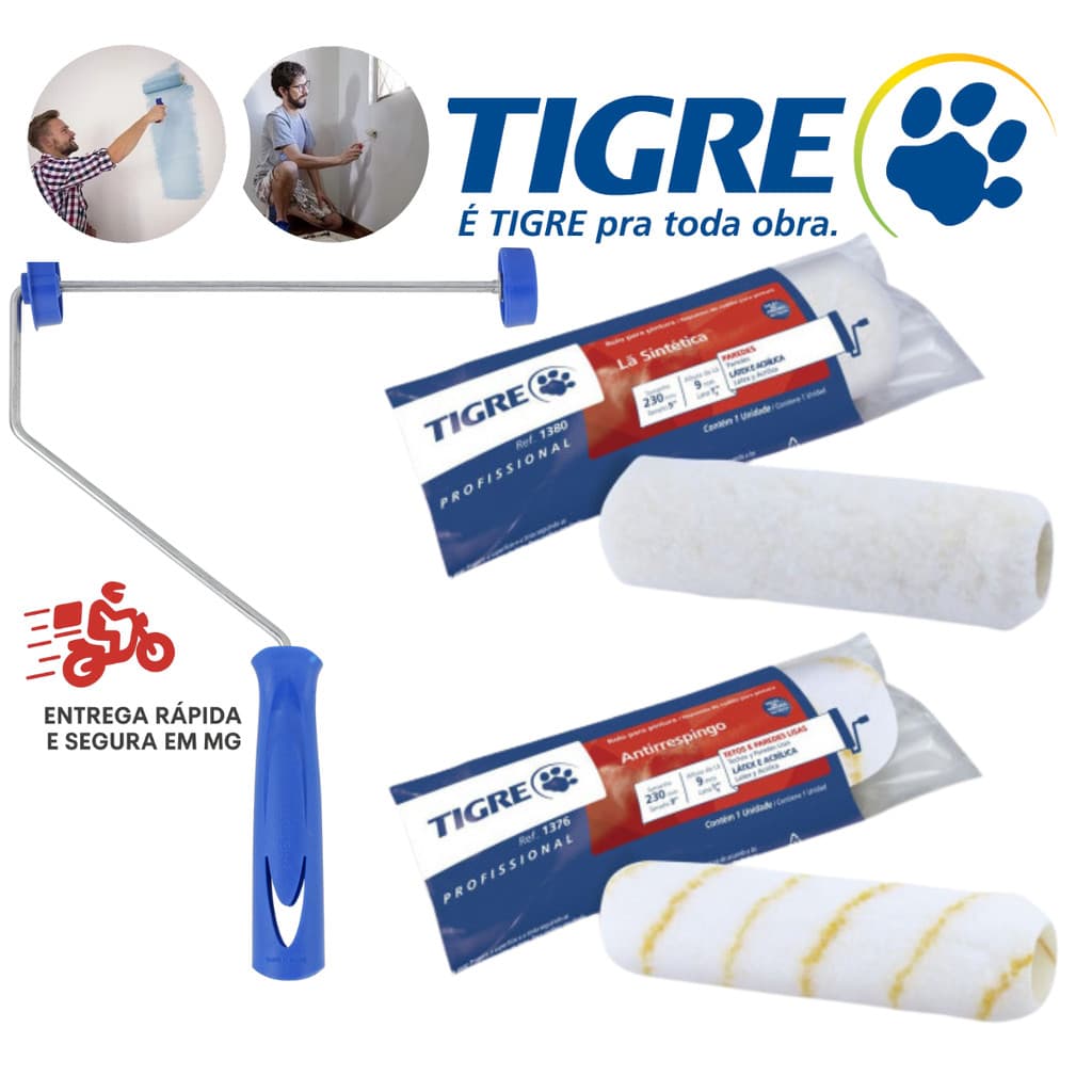 Rolo para Pintura de Parede Rolo Economico/Antirrespingo Garfo Suporte de Rolo Rolo de Pintura Tigre