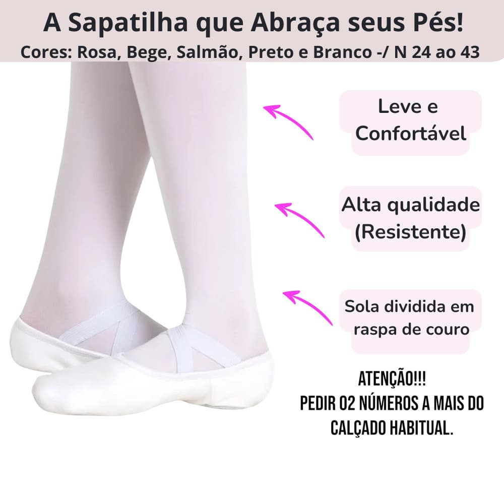 Sapatilha Sola Dividida Lona Ballet do 24 ao 43, Sapatilha ballet meia ponta, Super Promoção, Apenas hoje!