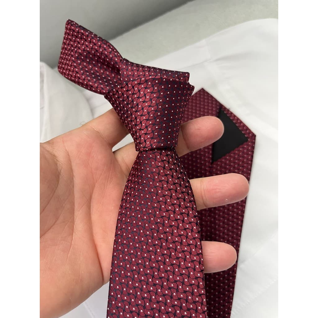 Gravata Semi Slim Vinho Luxo DF Gravatas- 2400 Fios