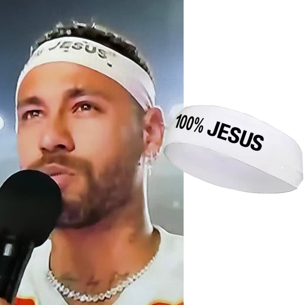 3 FAIXAS FAIXA DE CABELO 100 % JESUS ESTILO NEYMAR COR BRANCA MENINO NEY TAMANHO 5X22CM Ess