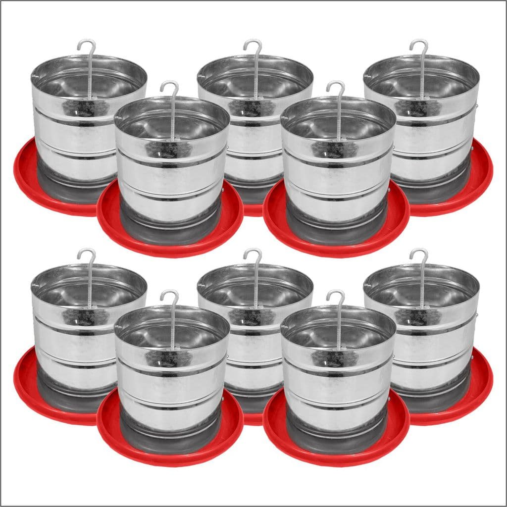 Kit 10 Comedouro Tubular 5kg p/ Frango Aves Galinha Faisão