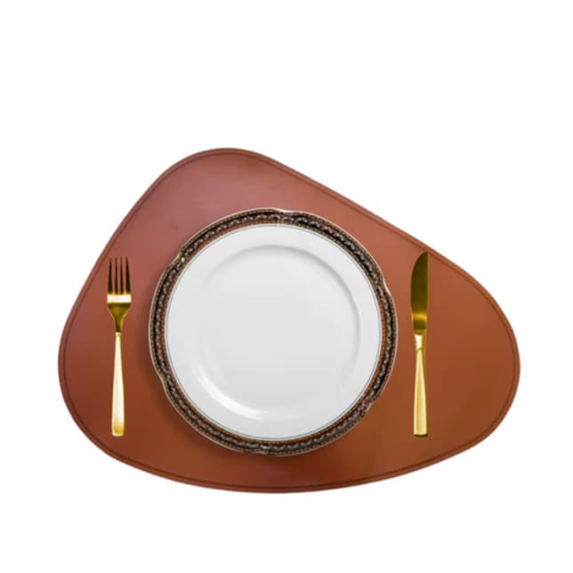 Kit Jogo Americano Sousplat Organico Couro Sintetico Costurado Mesa Posta
