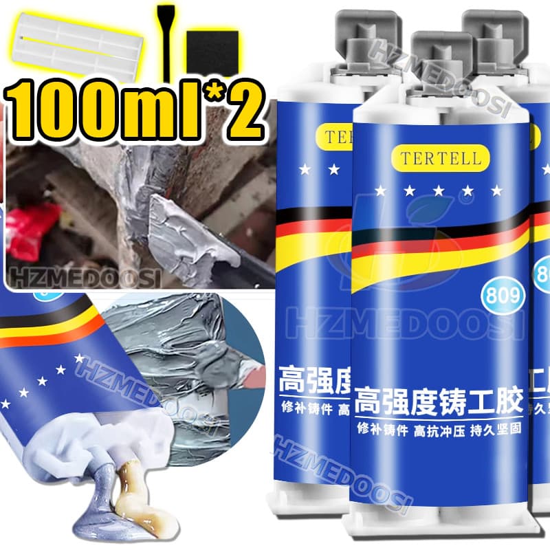 Cola de Solda a Frio para Metais Ferro e Alumínio Resistente ao Calor 100ml Cola Epóxi AB para Reparos Industriais
