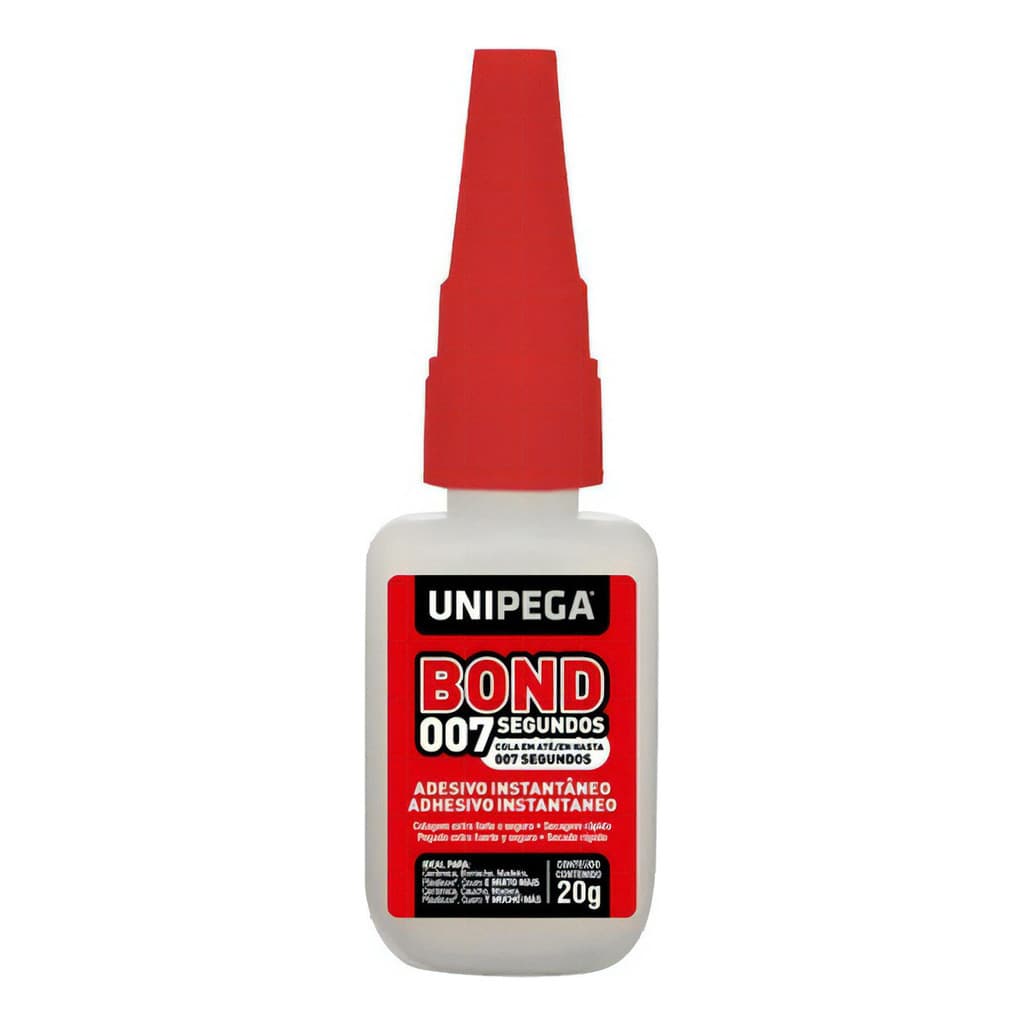 Adesivo Instantâneo BOND007 Unipega 20gr Metais Plásticos Cola Potente