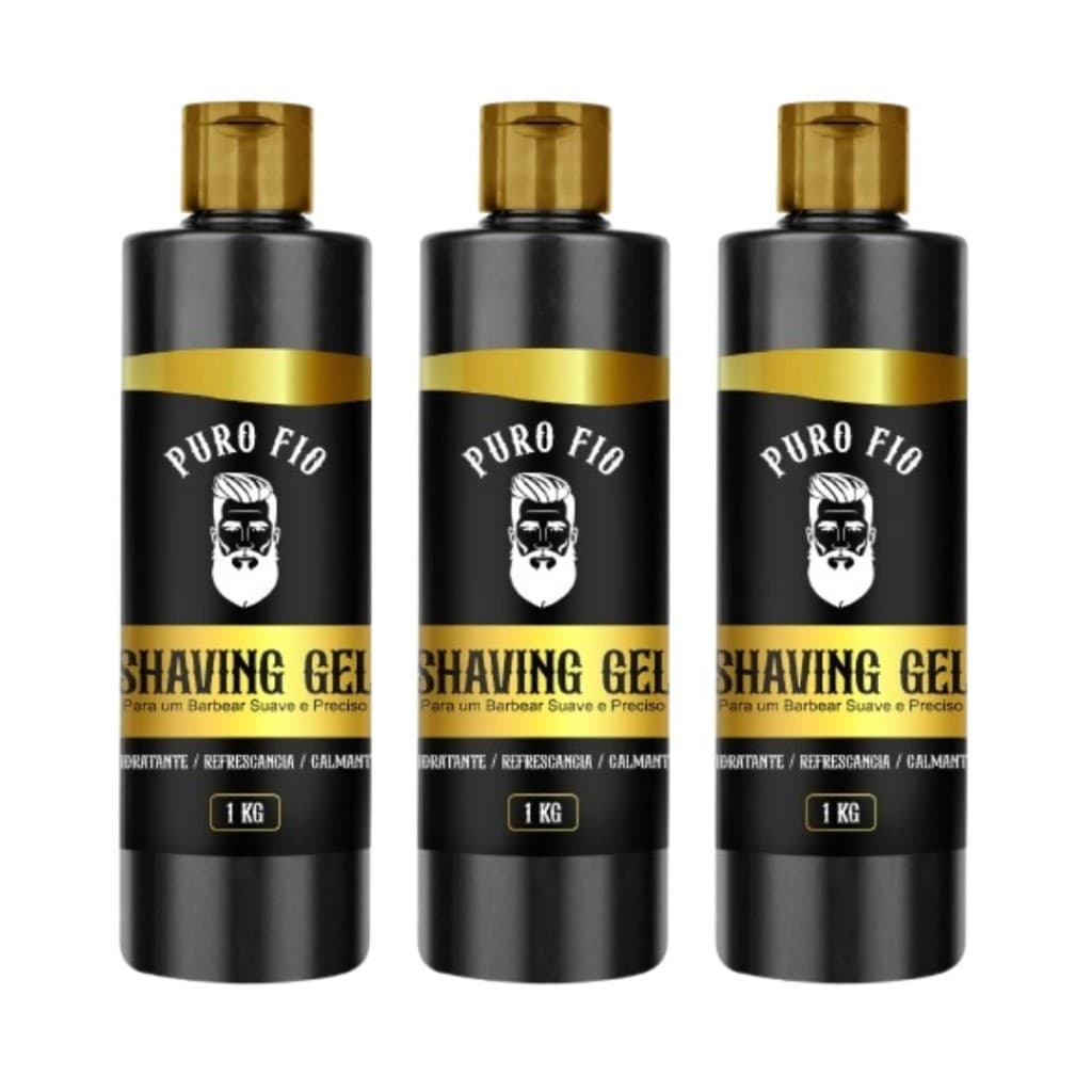 Kit 3x Shaving em Gel de Barbear Mentolado Puro Fio 1kg - Profissional, Barba Suave Sem Irritação