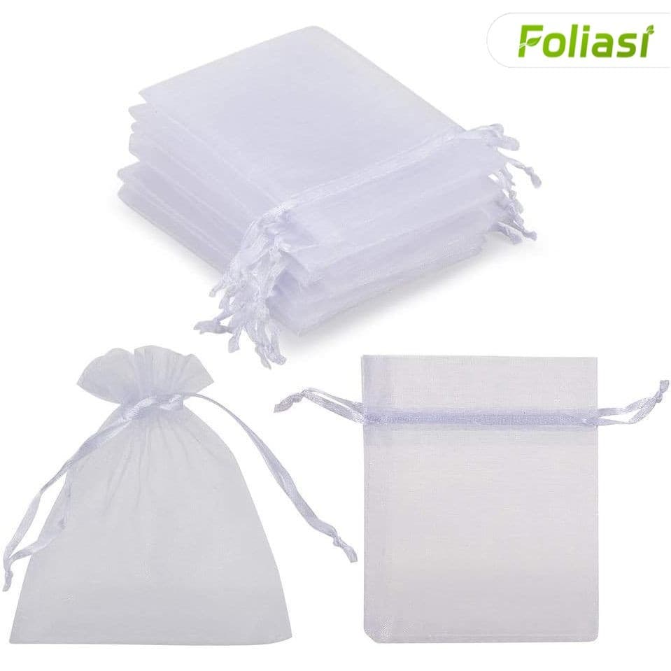 Kit 10/20/50/100 Um Saco Organza Tule Bolsa 7x9 9x12 10x15 Festa De Casamento Branca /