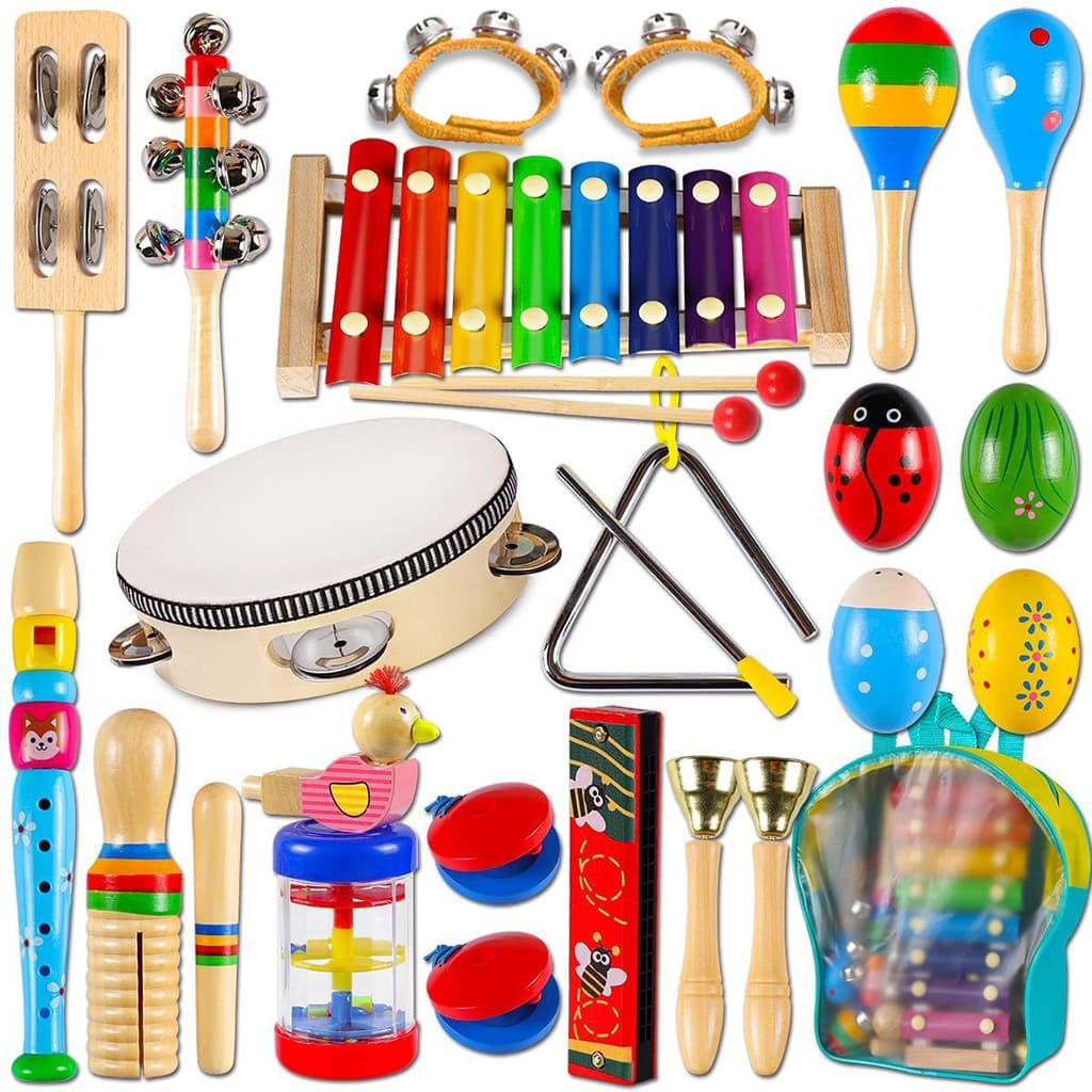 22 Peças Conjunto De Instrumentos Musicais De Percussão Infantil Brinquedos Educativos Musicais Orff