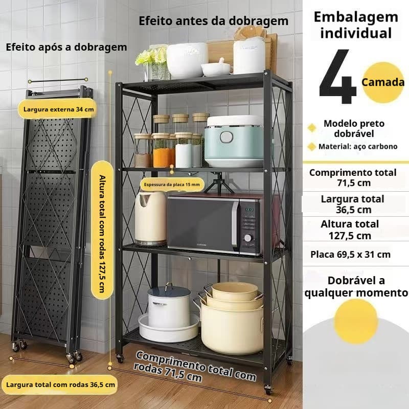 4 Andares Estante Prateleira Multiuso Modular Organizadora Prateleira Carrinho Auxiliar Organizador de Objetos