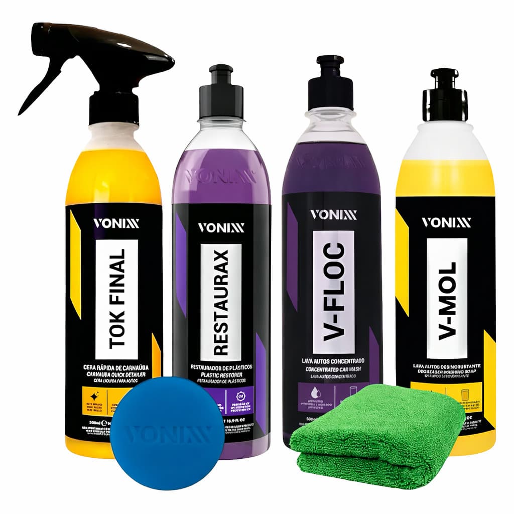 Kit Lavagem Automotiva Pro Vonixx V-Floc + V-Mol + Tok Final + Restaurax