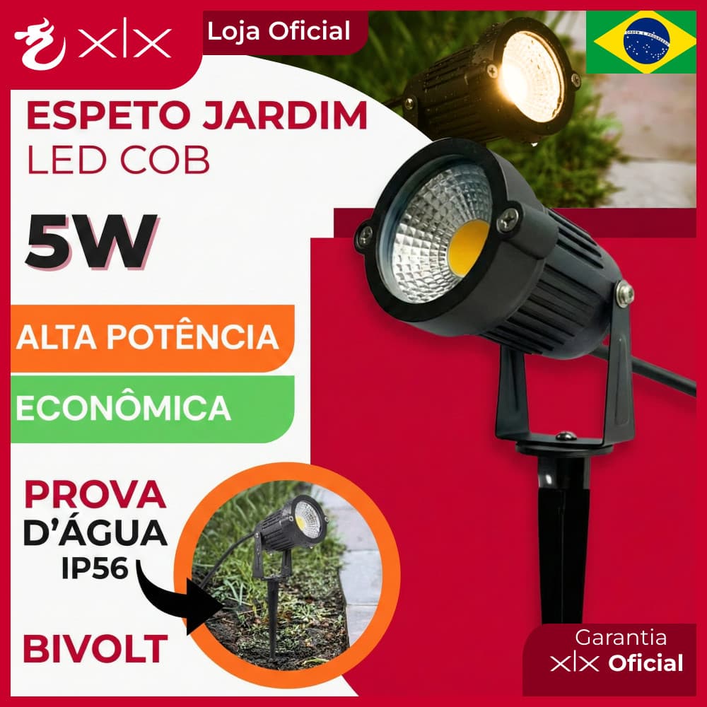 Kit Luminárias Espeto LED Jardim Verde Azul Branco Frio Branco Quente IP56 Bivolt 5w Prova d'Água