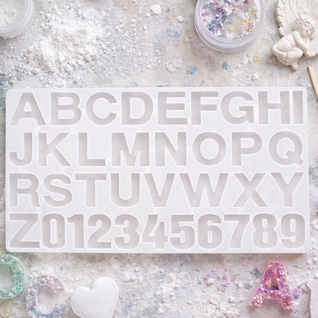 Molde de Silicone Alfabeto e Letras Para Produtos de Resina Numero e Letras 3D