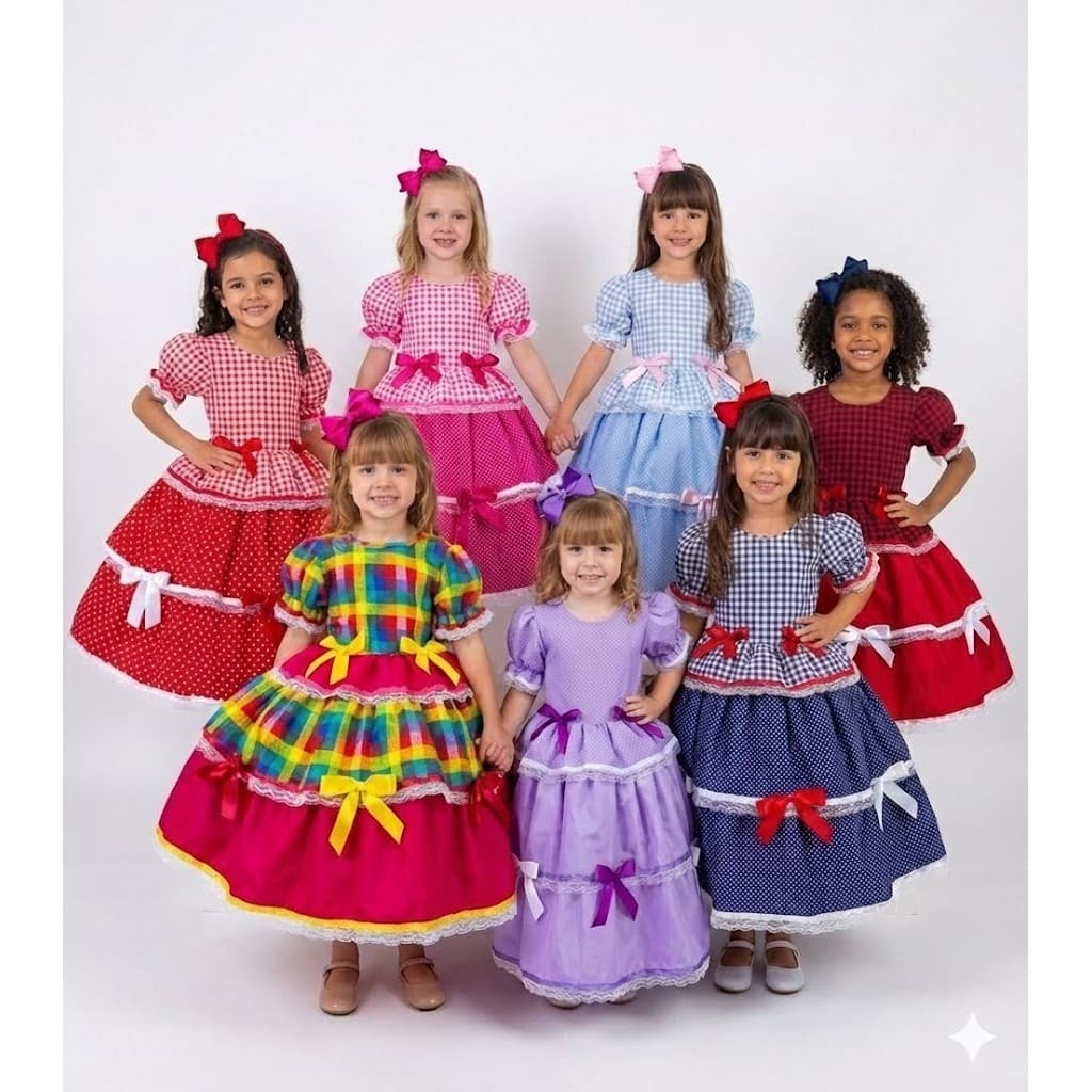 Vestido de Festa Junina Infantil Super Confortável Tecido
