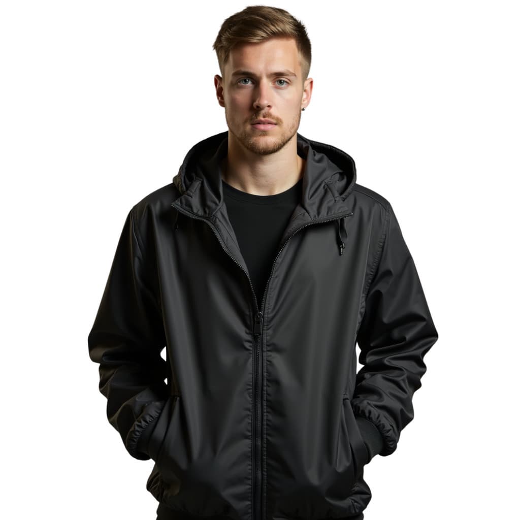 Jaqueta blusão masculino Agasalho corta vento forrado com punho touca capuz preto branco premium