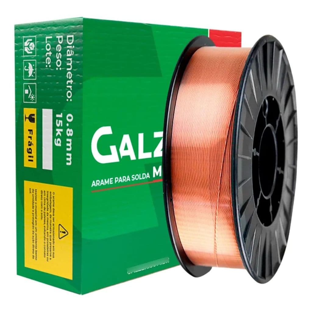 BOBINA DE ARAME SOLDA MIG AÇO GALZER AWS ER70S-6 15KG CPCC 0.8MM