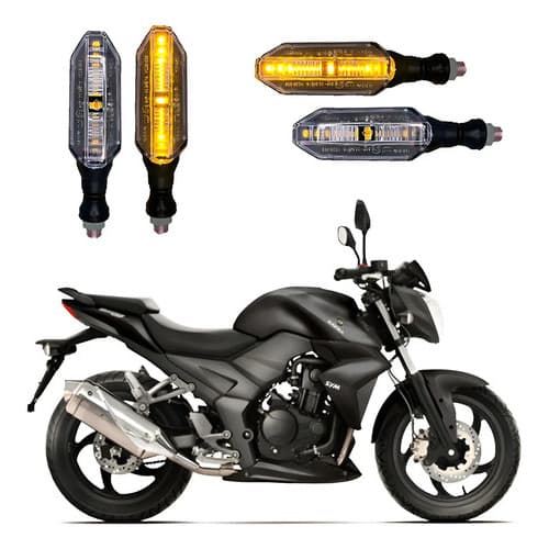 Kit 4 Setas Led Esportiva Dafra Next 250 2012 2013 2014 2015 Preto