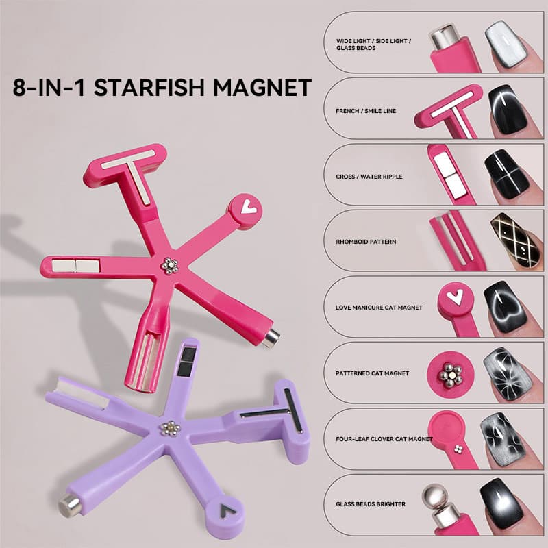 Multi-Funcional Estrela Do Mar Prego Ímã 8-Em-1 Ferramenta Da Arte Forte Força Magnética Vara Anti-Queda Capa De Silicon