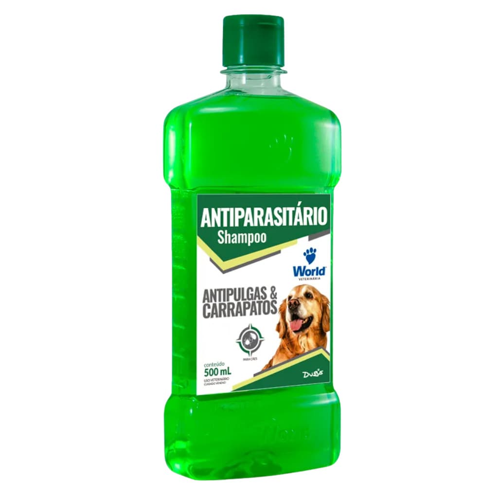 Shampoo Antiparasitário Para Cães World Veterinária 500 mL Antipulgas E Carrapatos