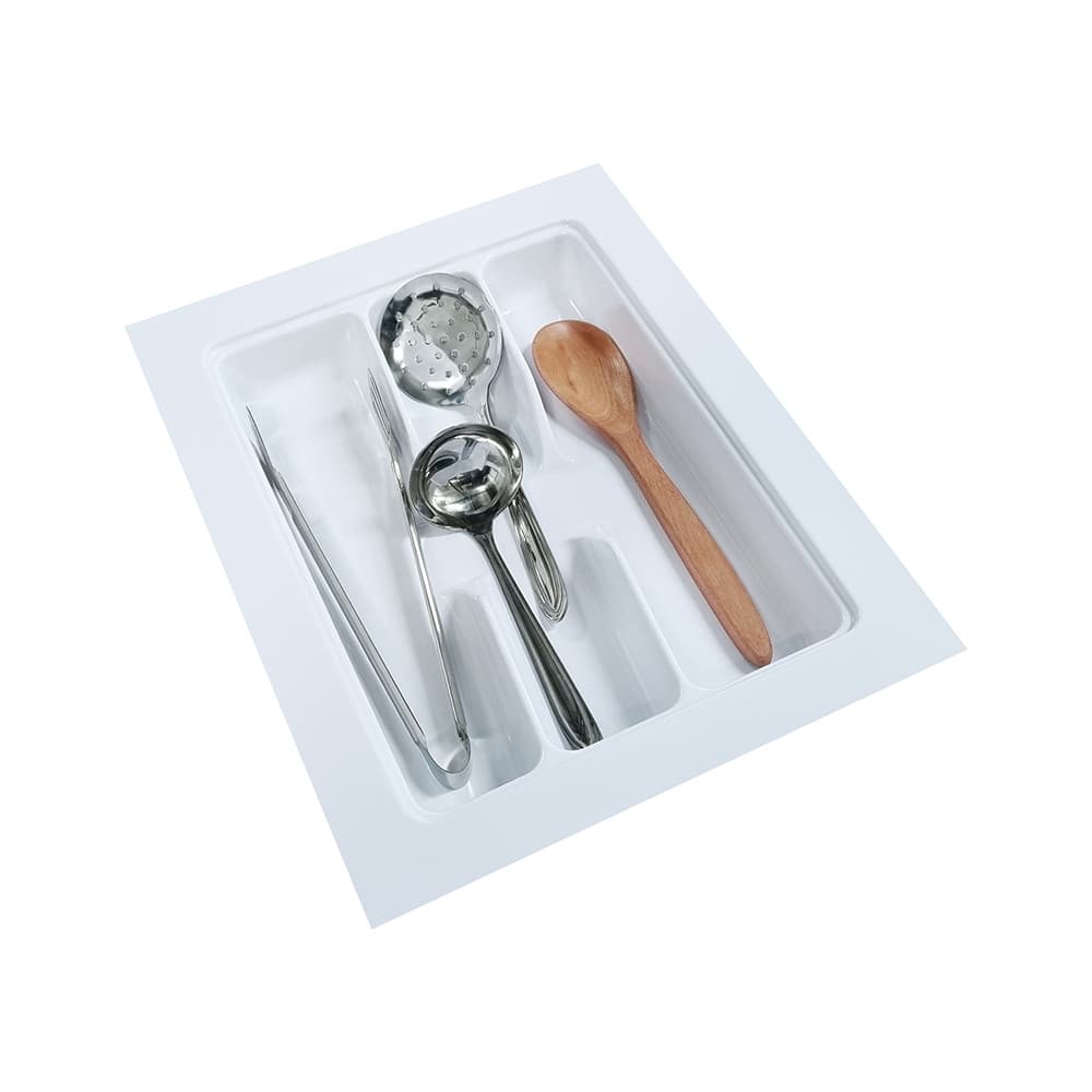 Organizador de Gaveta Porta Talheres Cozinha Ajustável 3 Divisórias 35x44cm Branco  OG-67