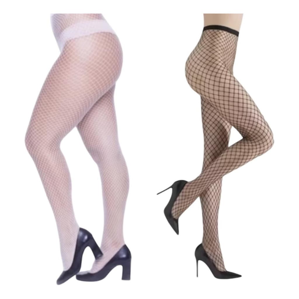 Meia Calça  Branco Ou Preto Arrastão Feminina