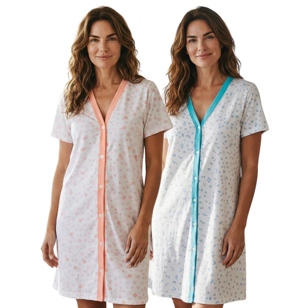 Kit 2 Camisolas Feminina Aberta Malha com Botões Manga Curta Verão