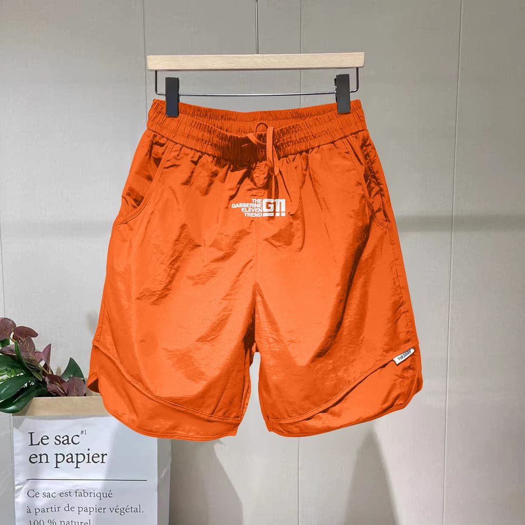 Comércio exterior corte etiqueta de seda gelo Shorts de secagem rápida masculino calças esportivas retas na moda ins sol