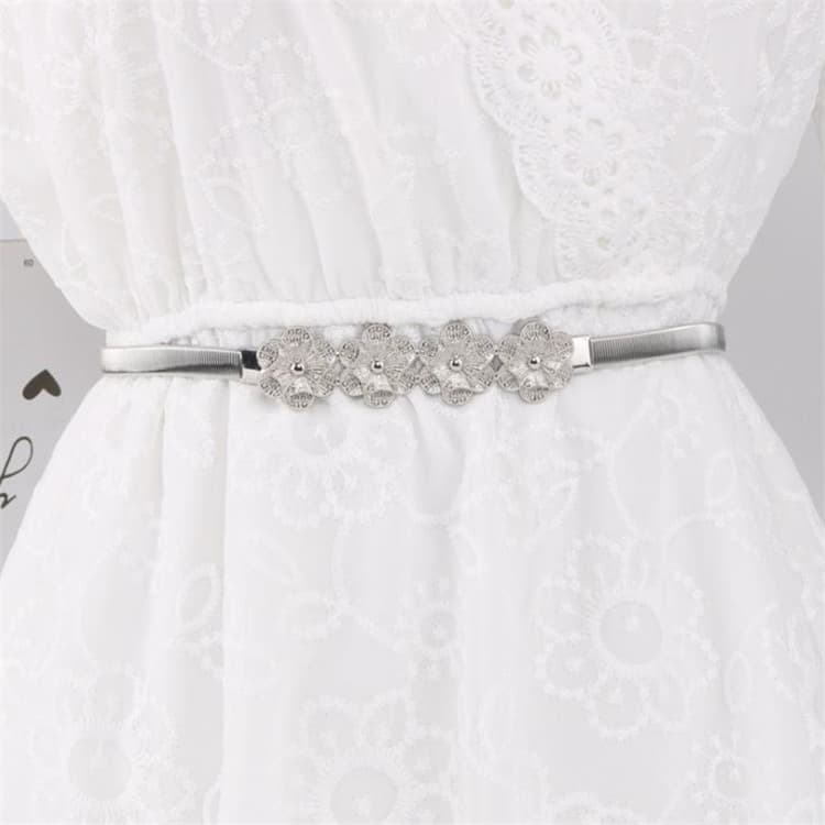 Cinto de mola de Metal, fornecimento de fábrica, compra, 4 flores pequenas, decoração, elegante, feminino, elástico, 1cm