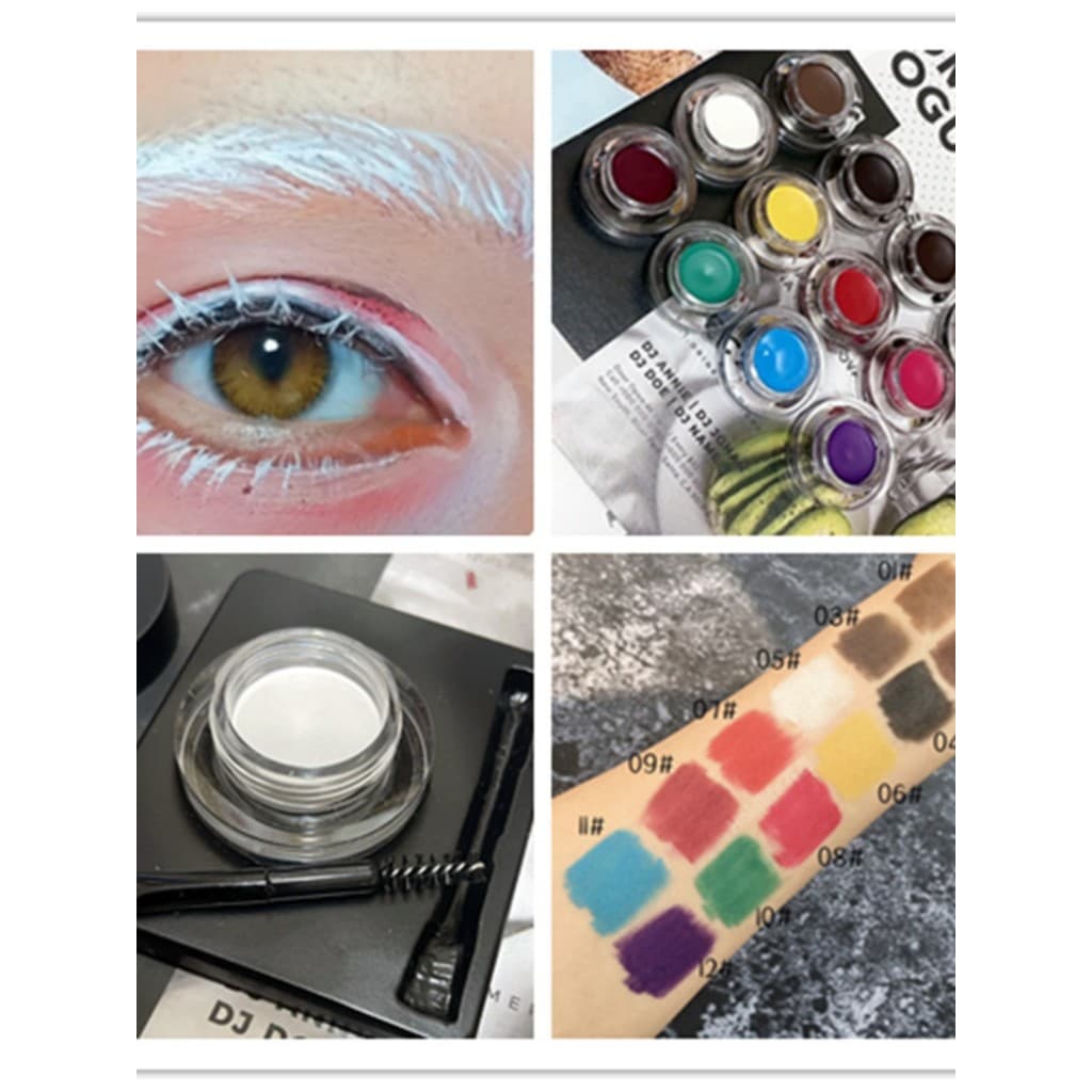 Cos branco tingido sobrancelha creme vermelho amarelo azul verde Facial pintado delineador Gem país quinta personalidade