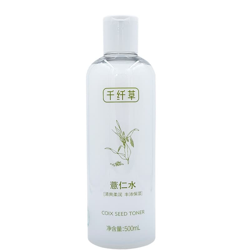 Qianxiancao Coix Seed Water 500ml Toner Toner Toner Pacote Molhado Água Hidratante Refrescante Não Pegajoso Melhorar A S