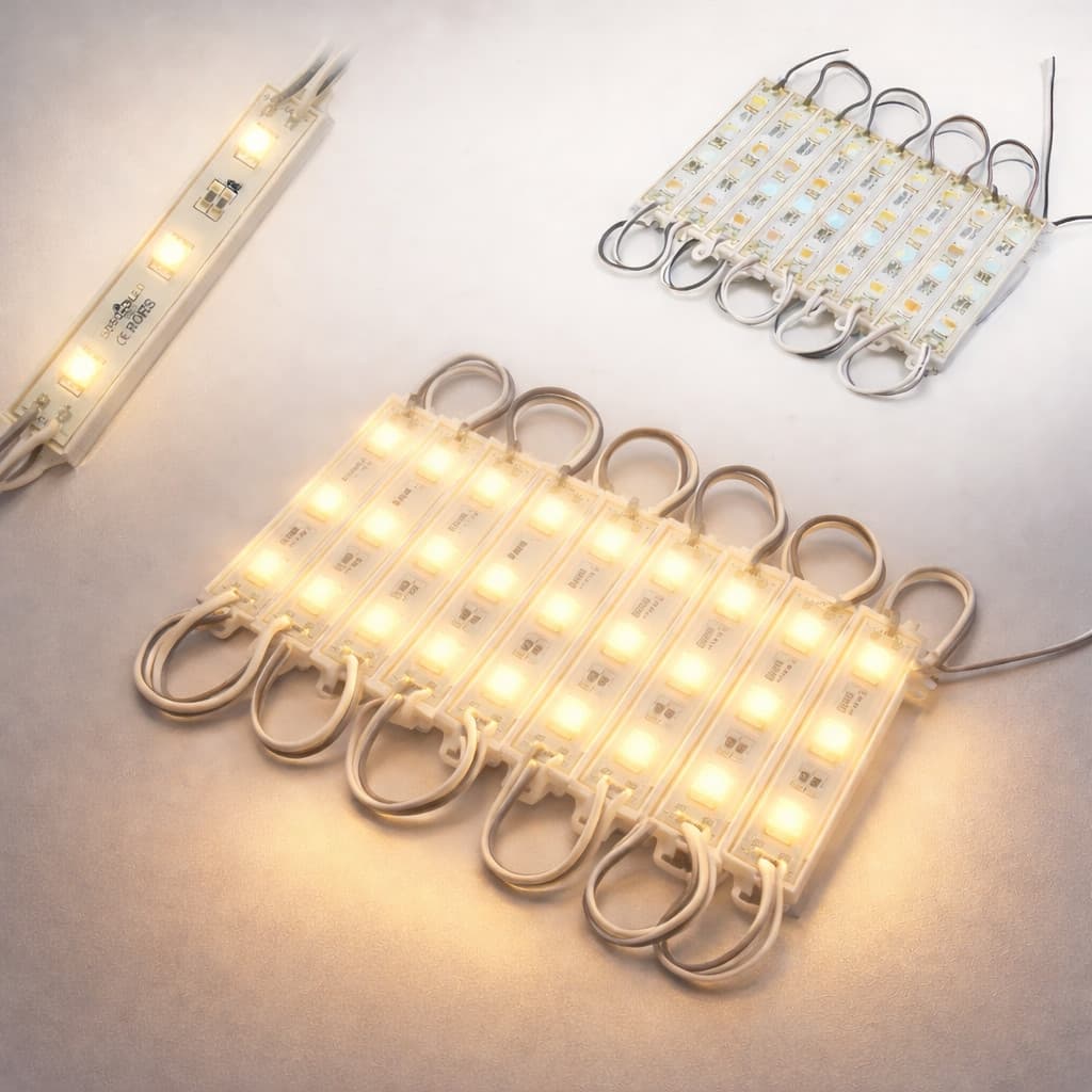 20 Módulos 3 LEDS Branco Quente 5050 0.72W IP65 Resinado