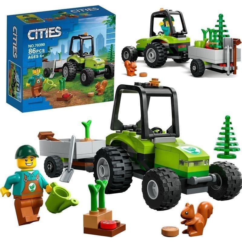 Lego blocos de construção cidade série parque trator pequeno esquilo boneca menino montado brinquedo das crianças presen