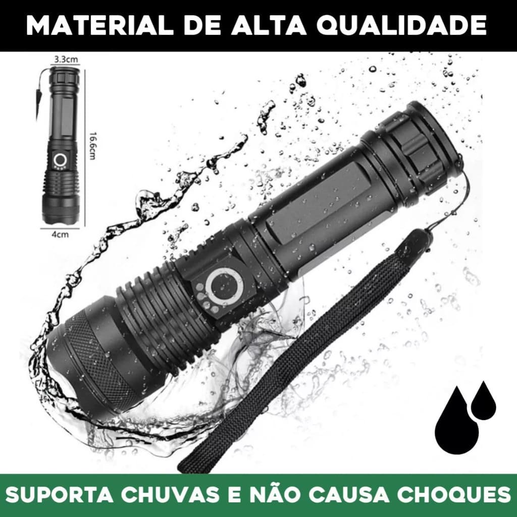 Lanterna Super Potente T9 P50 Tática Mais Forte Do Mundo Potente Sitio Fazenda Acampamento Camping Segurança