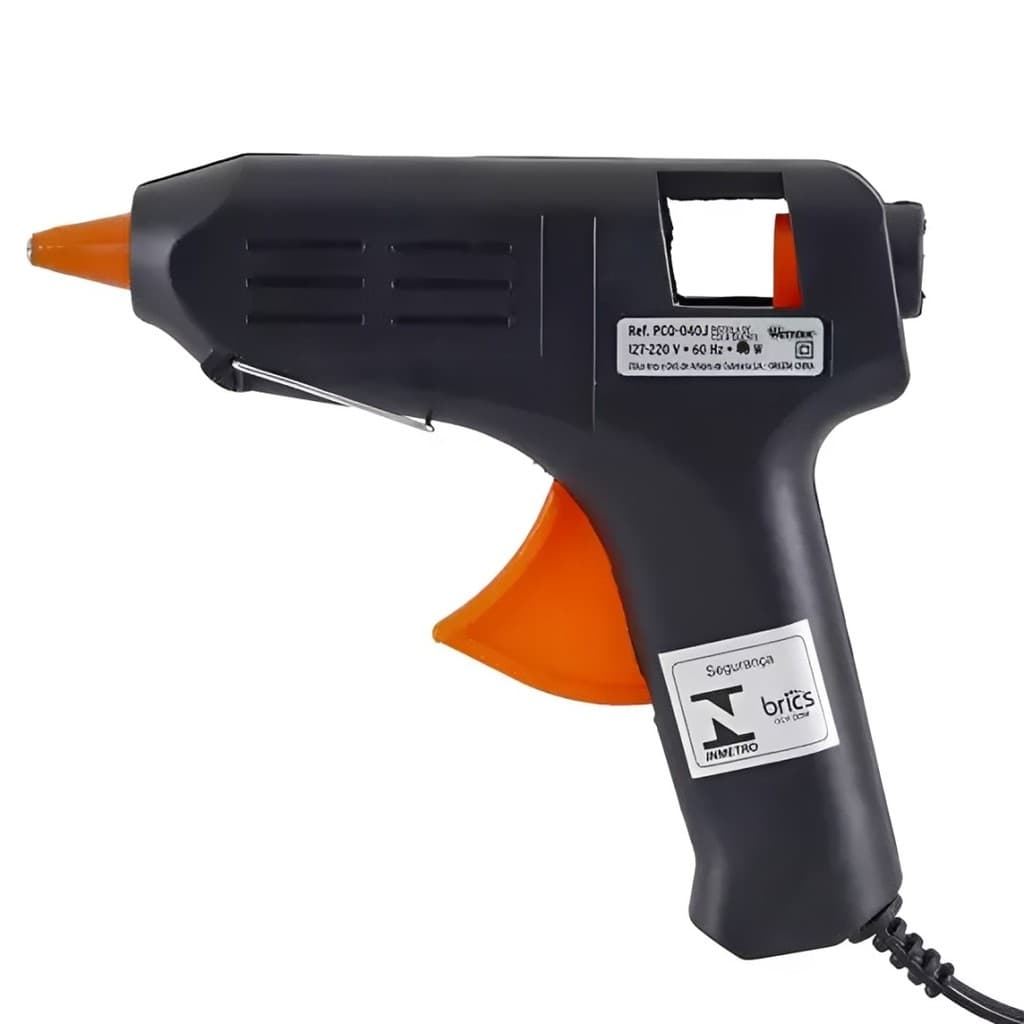 Pistola de Cola Quente Pequena 20W Escolar Escritório Bivolt + 16 ou 32 Bastões