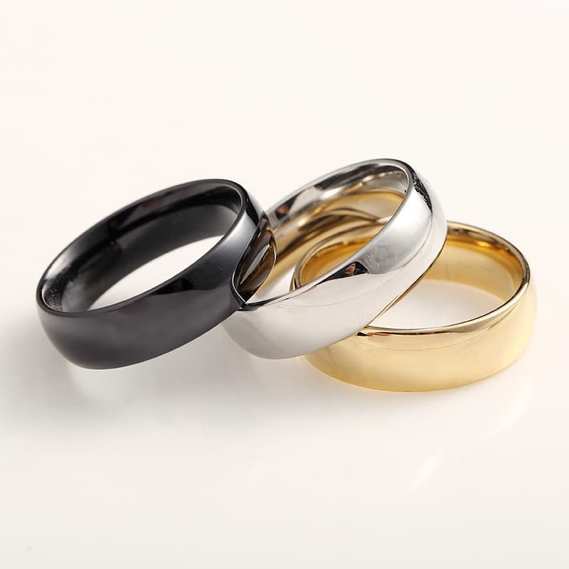 Anel Aço Inox 316l  Masculino Feminino Moderno Estilo ,A face é curva, largura 6 mm