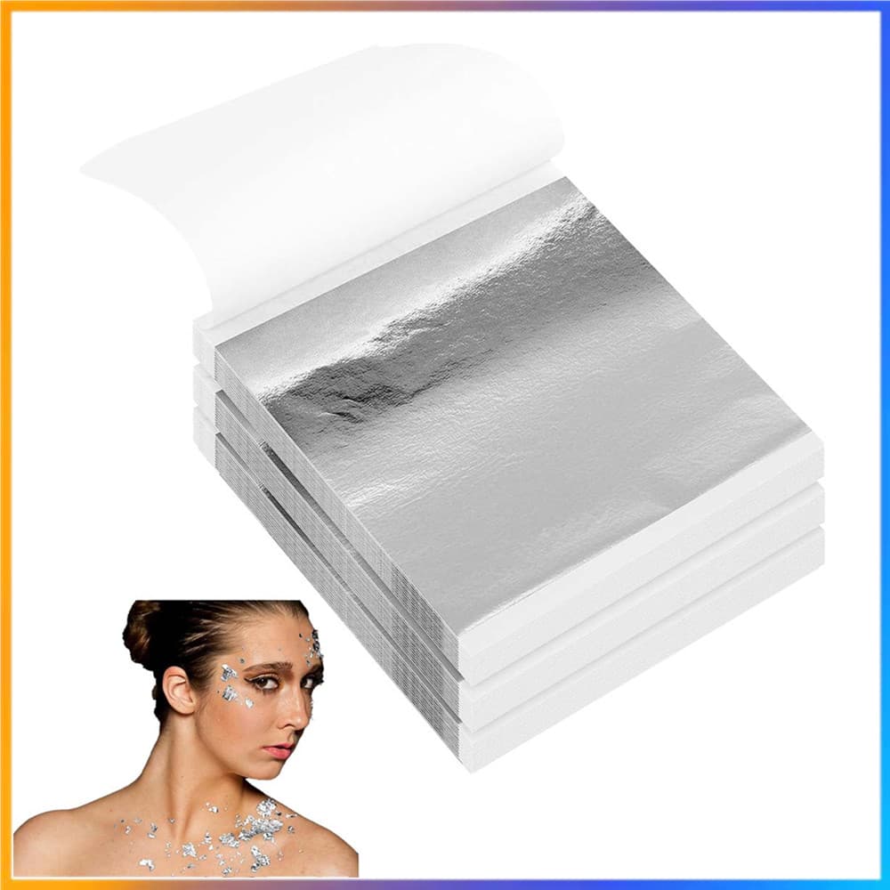 Papel de folha de prata de imitação, 300 peças de folha de prata para arte, artesanato, decoração de Manicure
