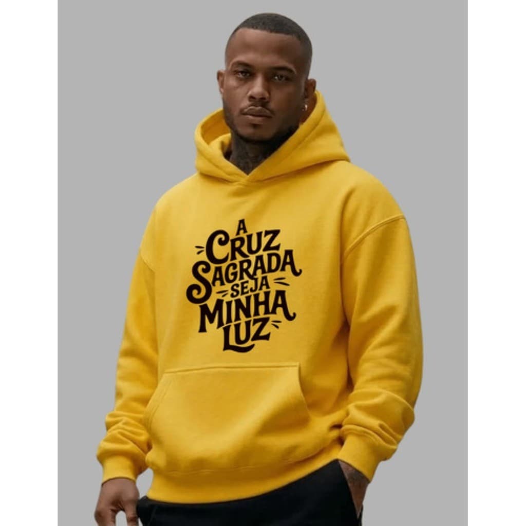 Blusa De Frio A Cruz Sagrada Seja Minha Luz Moletom Masculin