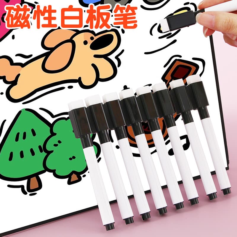Caneta magnética para quadro branco com pincel para ensino dedicado preto oleoso apagável de grande capacidade para cria